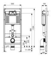 Комплект установки подвесного унитаза: модуль, панель TECEnow черная глянцевая, унитаз TECEone К440403.WC2