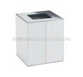 Корзина для мусора бкрышки Kenia box хром+натур.кожа (бел.цвет) Windisch 89138B ― магазин ИнтернетСантехника