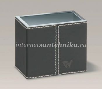 Стакан Kenia box хром+натур.кожа (коричн.цвет)  Windisch 91418R ― магазин ИнтернетСантехника