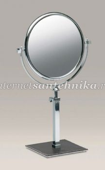 Зеркало настольное круглое на квадратной ножке  Kenia (коричн. кожа) Windisch 99135R 2X ― магазин ИнтернетСантехника