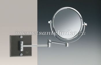 Зеркало настенное круглое 2-й поворот d.185 Kenia box (бел.кожа) хром Windisch 99337B 2X ― магазин ИнтернетСантехника