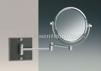 Зеркало настенное круглое 2-й поворот d.185 Kenia box (коричн.кожа) хром Windisch 99337R 2X ― магазин ИнтернетСантехника