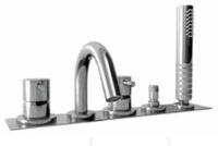 Diametrotrentacinque E0BA0435 Пятисекционный смеситель для установки на борт ванны с изливом 133 мм, с декоративной панелью (диаметр ручек 45 мм)