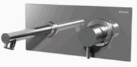 Diametrotrentacinque E0BA0440SX Двухсекционный встраиваемый в стену смеситель для раковины с декоративной панелью - излив 140 мм слева (диаметр ручки 35 мм)