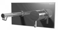 Diametrotrentacinque E0BA0113SX Двухсекционный встраиваемый в стену смеситель для раковины с декоративной панелью - излив 140 мм слева (диаметр ручки 45 мм)
