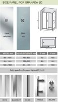 Боковая стенка GRANADA FP для двери SD Olive`S, 77,5-80x190 см, стекло - матовое, профиль - Silver глянцевый, GRANFP-800-02C