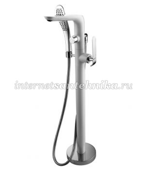Смеситель напольный Lemark Melange LM4944CW для ванны хром/белый ― магазин ИнтернетСантехника