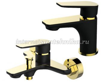 Raiber Смеситель для ванны  R3602 черный/золото ― магазин ИнтернетСантехника