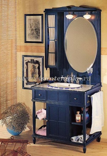 Eurodesign Green & Roses Мебель в ванную комнату со столешницей из изразцов, композиция 4 ― магазин ИнтернетСантехника