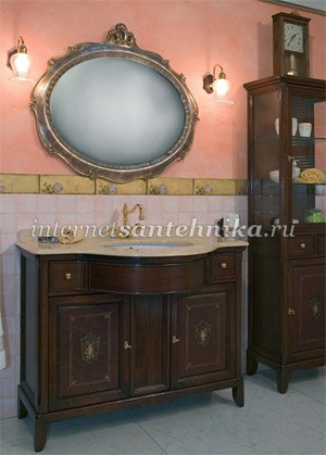 Lineatre Tamigi Мебель для ванной комнаты с кожанным декором, композиция 1 ― магазин ИнтернетСантехника