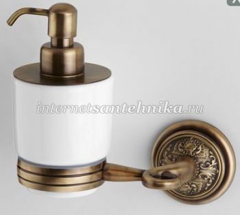 Дозатор для жидкого мыла подвесной цвет бронза\керамика WellWood Old British AC-0218C0205 ― магазин ИнтернетСантехника